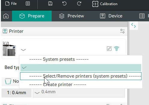 Add printer button