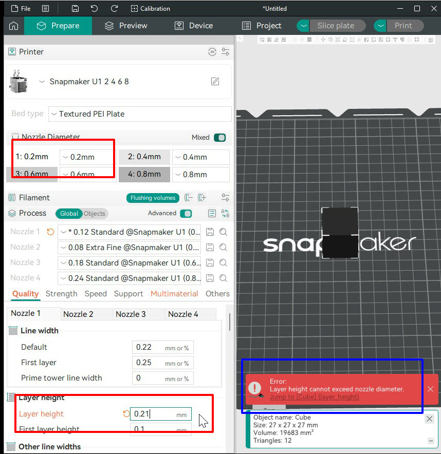 Layer height exceeding the nozzle diameter is rejected