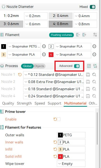 Feature assignment with mixed mode on